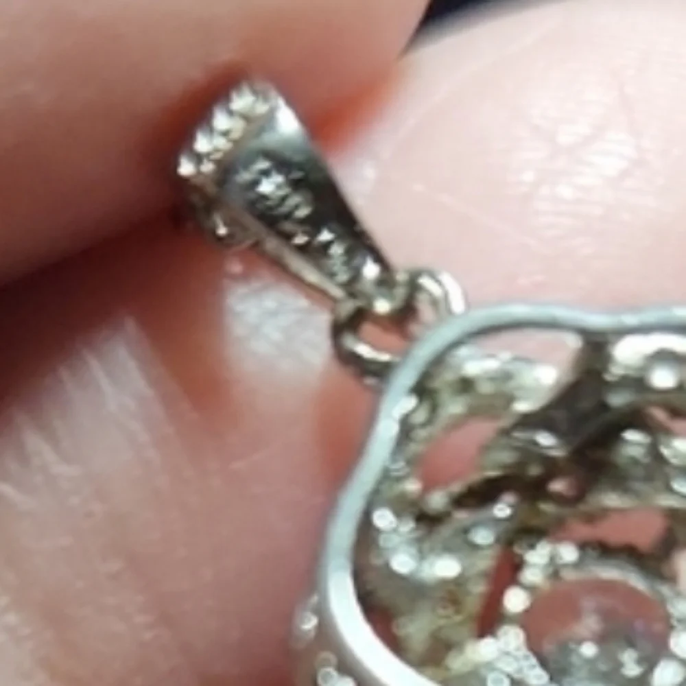 Sterling Silver Floral Pendant Necklace with Crystal Accents - Picture 7 of 7